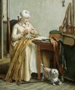 Interior with Sewing Woman
