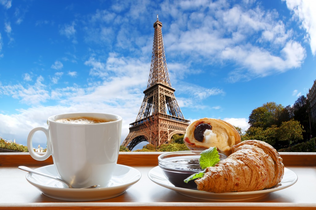 Coffee with Croissants in Paris jigsaw puzzle in Puzzle of the Day