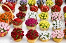 Colorful Flowers In Baskets