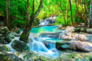 Beautiful Waterfall in Thai Jungle