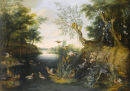River Landscape with Ducks and Other Fowl