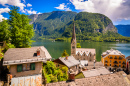 Village de Hallstatt et lac alpin, Autriche