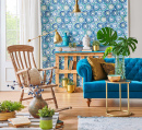 Blue Home Design and Wooden Rocking Chair