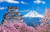 Fuji-Gebirge und Burg, Japan