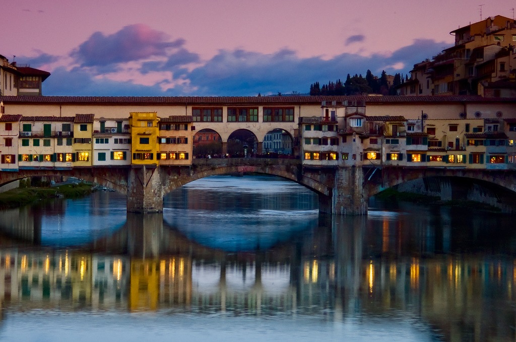 Ponte Vecchio al Tramonto jigsaw puzzle in Bridges puzzles on TheJigsawPuzzles.com