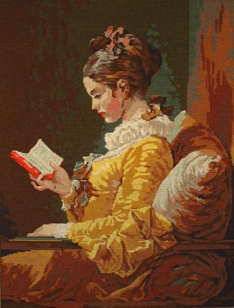 La Liseuse, Made with Half Cross Stitch jigsaw puzzle in Handmade puzzles on TheJigsawPuzzles.com