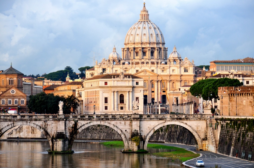 St. Peter's from Ponte Umberto jigsaw puzzle in Bridges puzzles on TheJigsawPuzzles.com