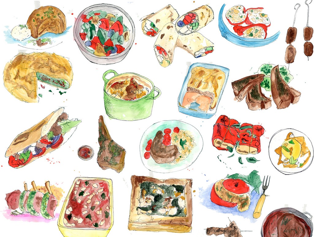 Drawings for the Cookbook jigsaw puzzle in Food & Bakery puzzles on TheJigsawPuzzles.com