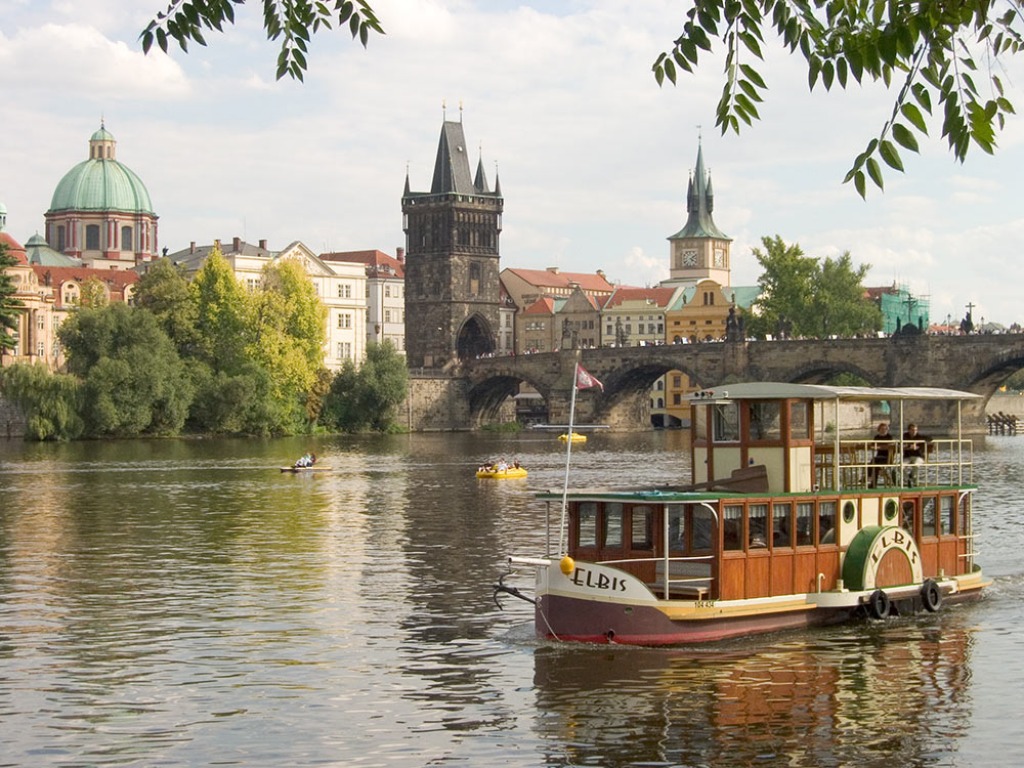 Prague River Boat Elbis jigsaw puzzle in Bridges puzzles on TheJigsawPuzzles.com