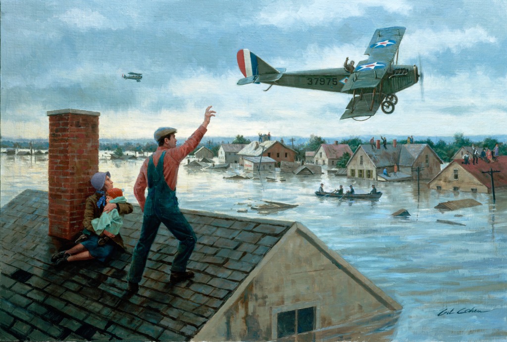 La grande innondation de 1927 jigsaw puzzle in Aviation puzzles on TheJigsawPuzzles.com