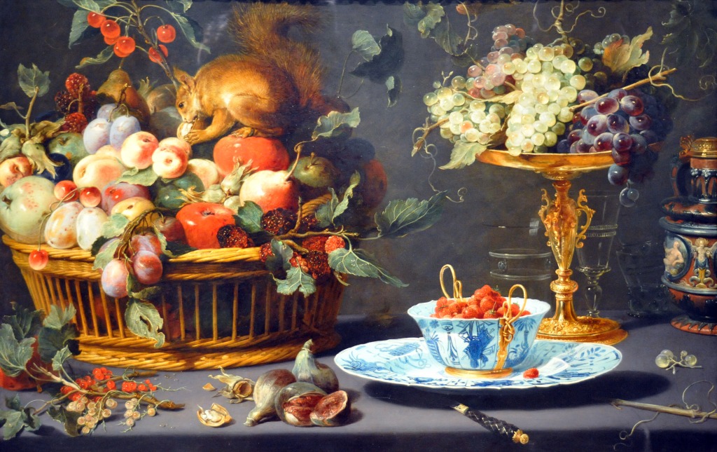 Still Life with Fruit and Squirrel jigsaw puzzle in Fruits & Veggies puzzles on TheJigsawPuzzles.com
