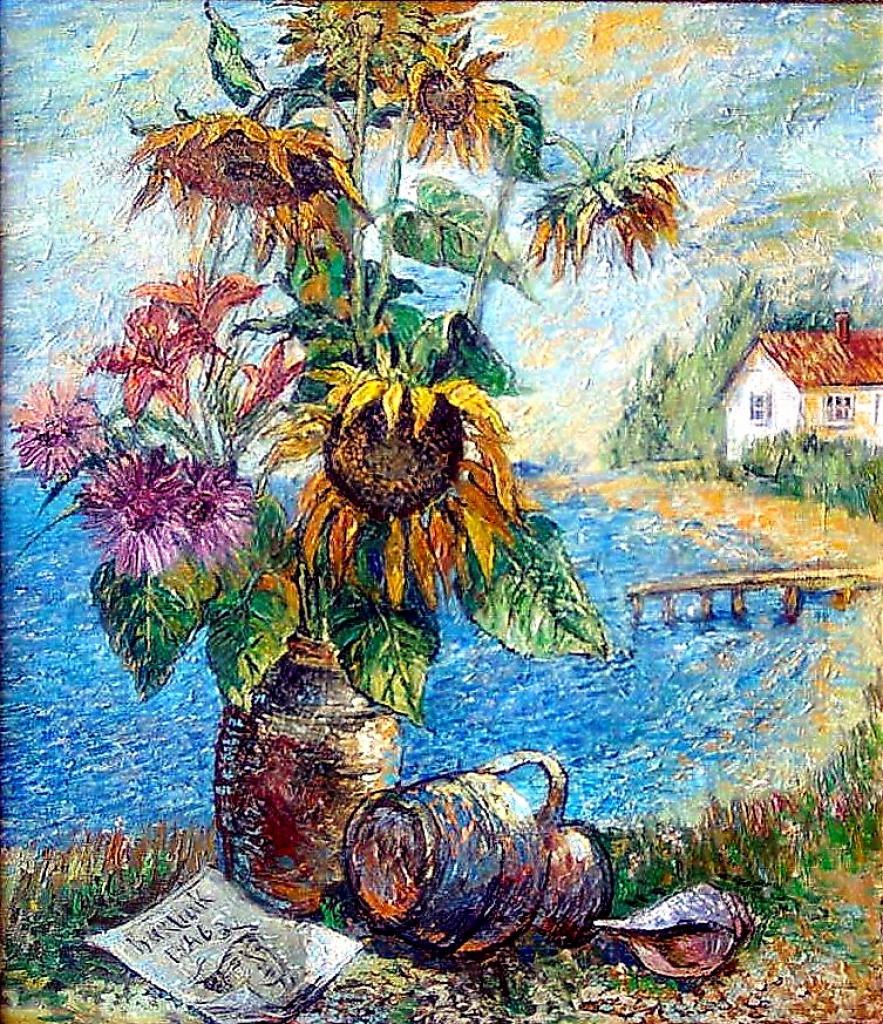 Strauß mit Sonnenblumen jigsaw puzzle in Kunstwerke puzzles on TheJigsawPuzzles.com