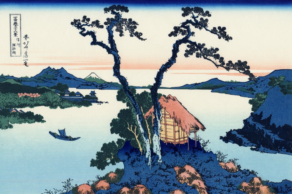 Lago Suwa na Província de Shinano jigsaw puzzle in Obras de Arte puzzles on TheJigsawPuzzles.com