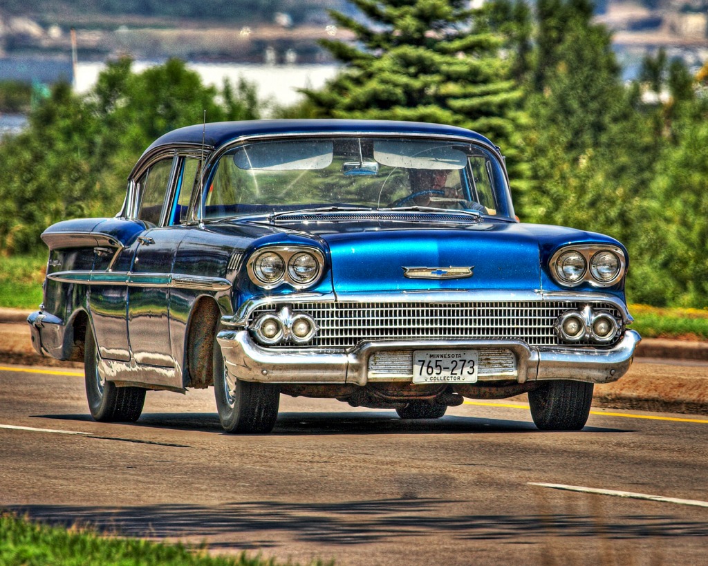 Blue 58 Chevy jigsaw puzzle in Cars & Bikes puzzles on TheJigsawPuzzles.com