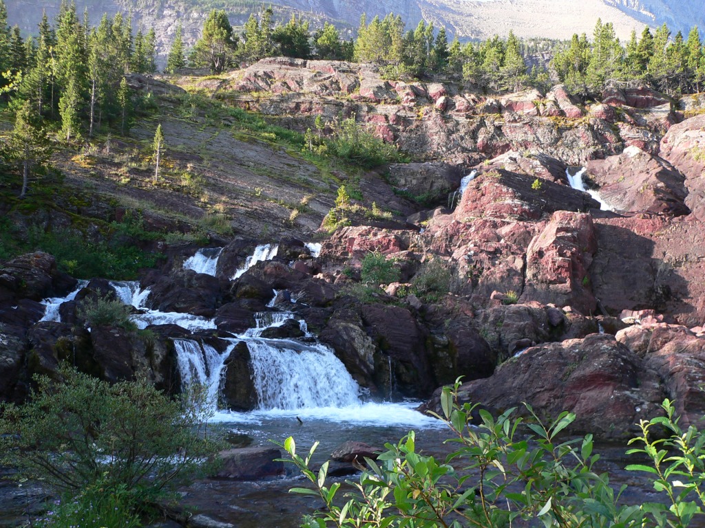 Red Rock Falls, Glacier NP jigsaw puzzle in Waterfalls puzzles on TheJigsawPuzzles.com