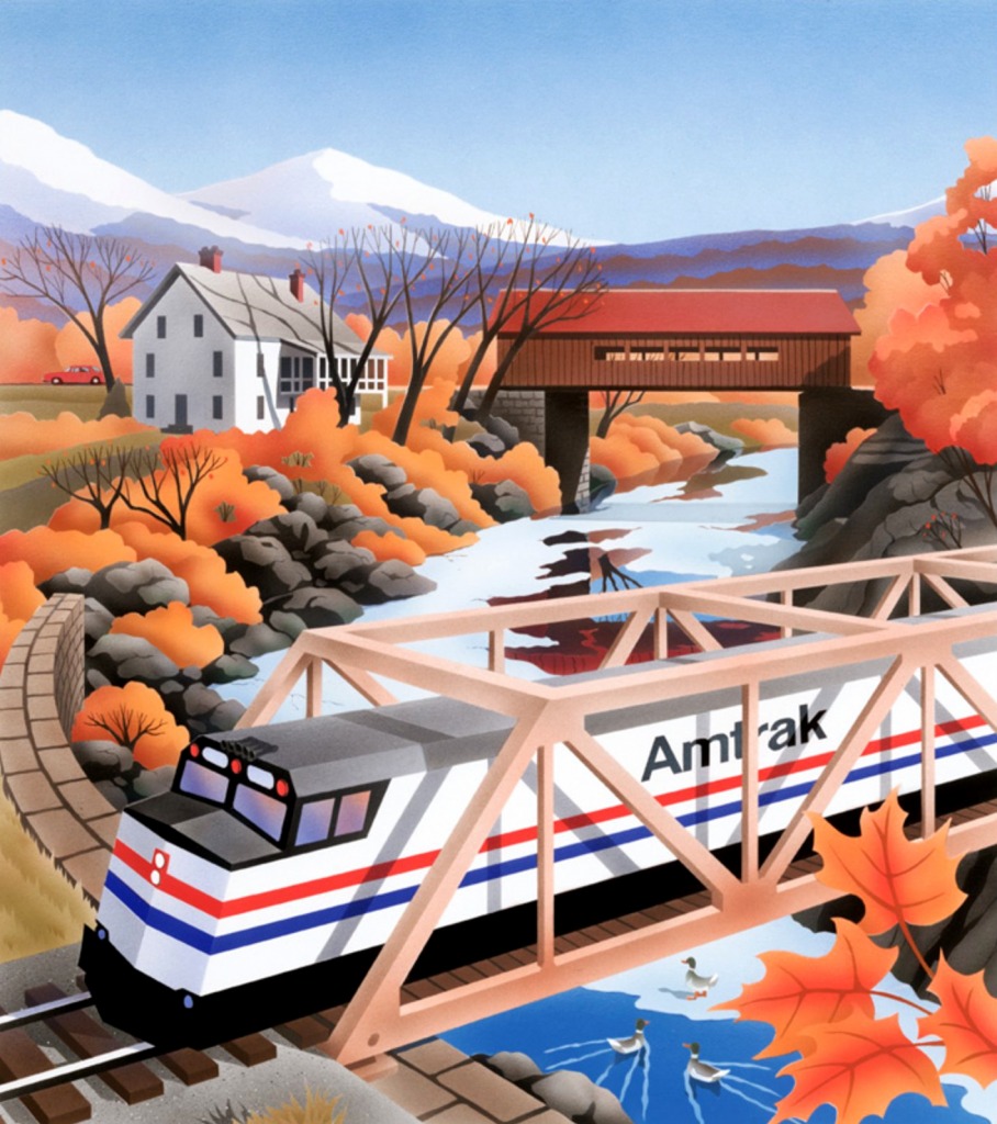 Amtrak Postcard jigsaw puzzle in Bridges puzzles on TheJigsawPuzzles.com