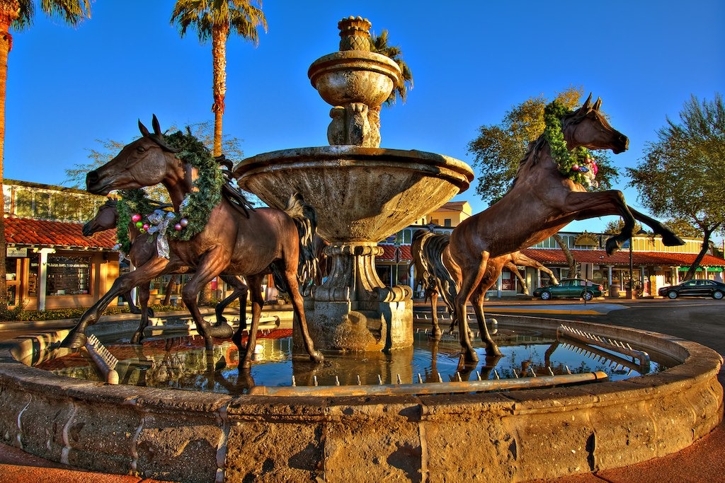 Bob Parks Horse Fountain jigsaw puzzle in Street View puzzles on TheJigsawPuzzles.com