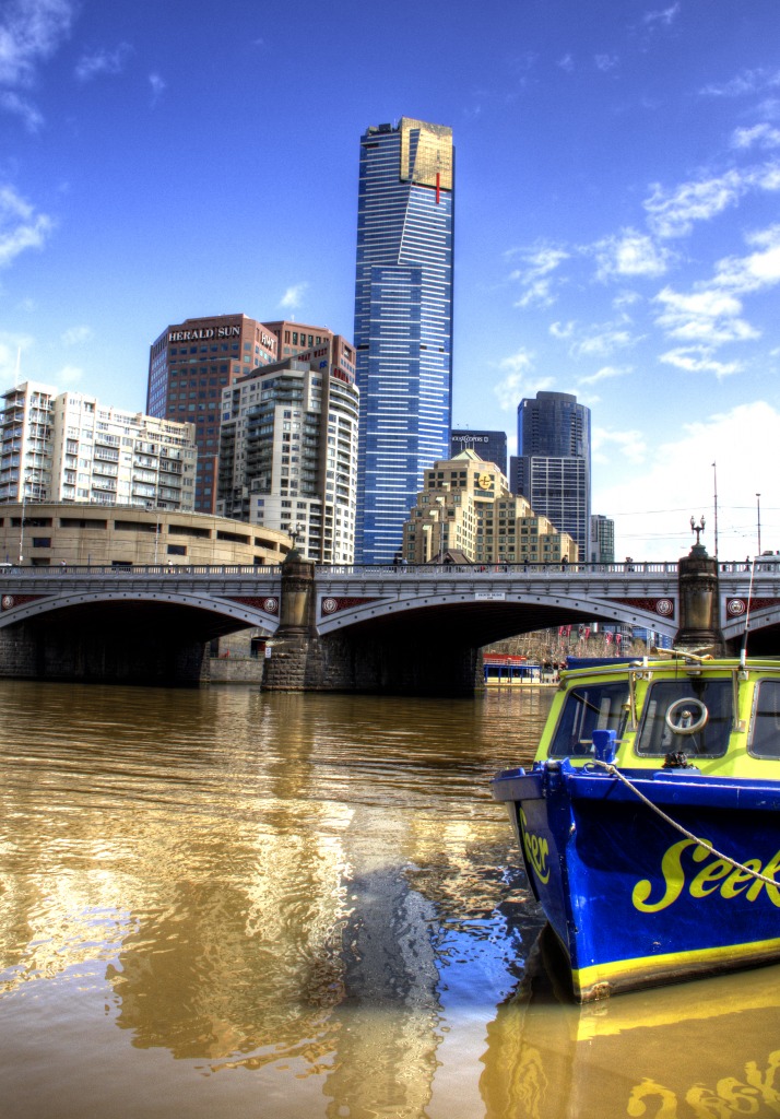 Fluss Yarra und das Südufer, Melbourne jigsaw puzzle in Brücken puzzles on TheJigsawPuzzles.com