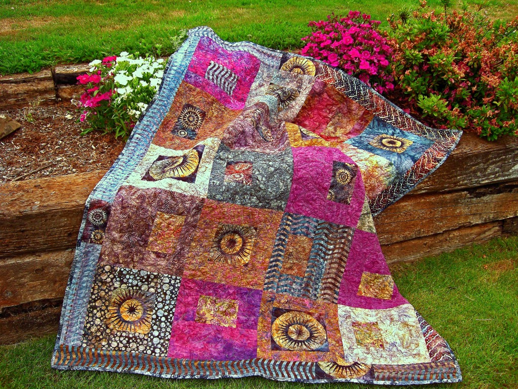 Batik Compass Quilt among Flowers jigsaw puzzle in Handmade puzzles on TheJigsawPuzzles.com