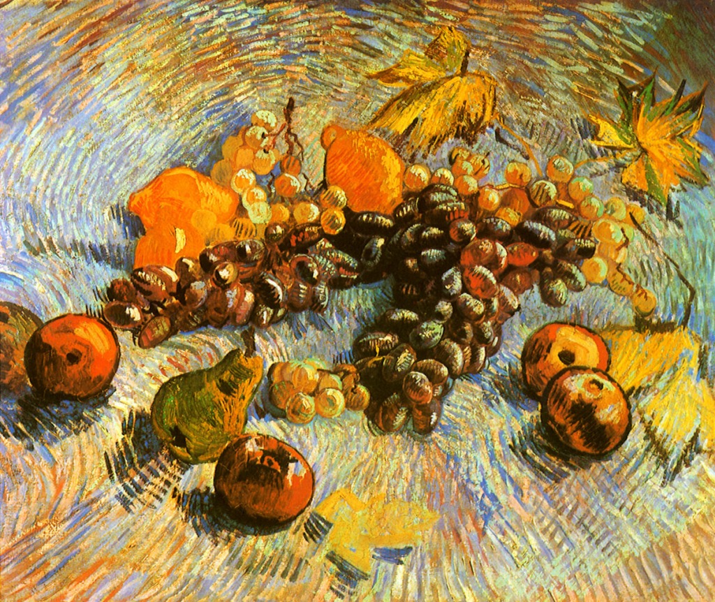 Натюрморт с яблоками, грушами и виноградом jigsaw puzzle in Произведения искусства puzzles on TheJigsawPuzzles.com