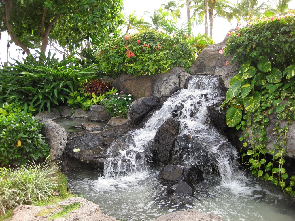 Водопад у Waikiki Beach Garden, Гавайи jigsaw puzzle in Водопады puzzles on TheJigsawPuzzles.com