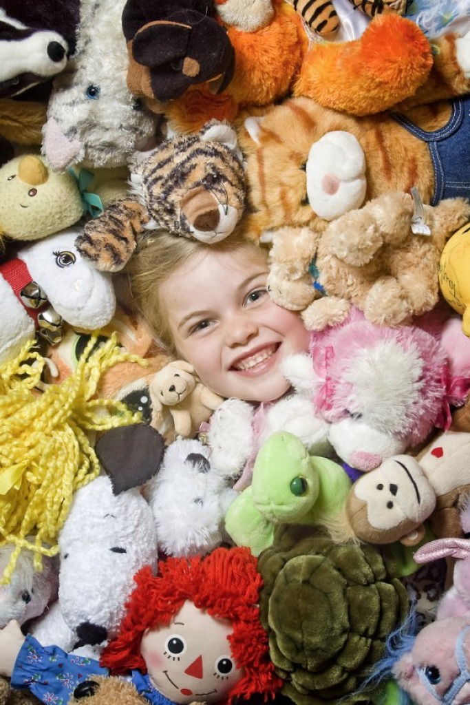 Lainey with Her Stuffed Animals jigsaw puzzle in Puzzle of the Day puzzles on TheJigsawPuzzles.com