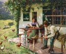 Young Couple in front of a Farmhouse
