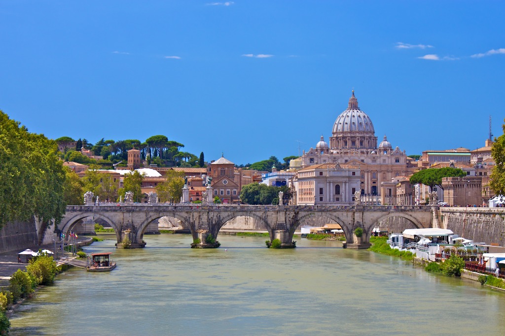 St. Peter’s Basilica and Ponte Sant'Angelo jigsaw puzzle in Bridges puzzles on TheJigsawPuzzles.com