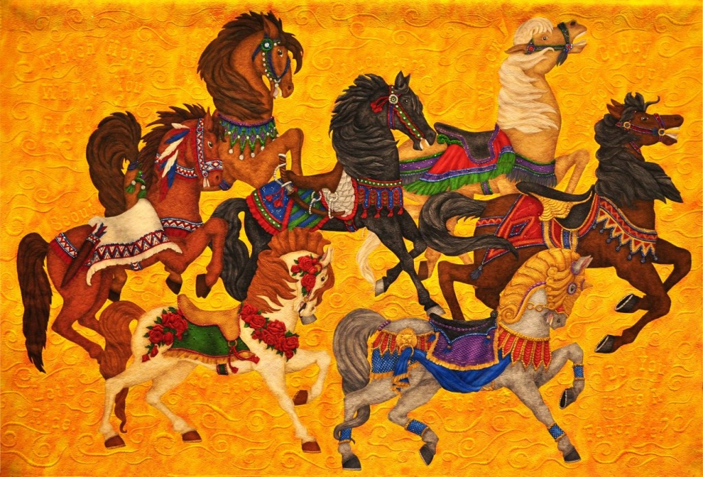 Colcha de Fuga em Cavalo por Cathy Wiggins jigsaw puzzle in Artesanato puzzles on TheJigsawPuzzles.com