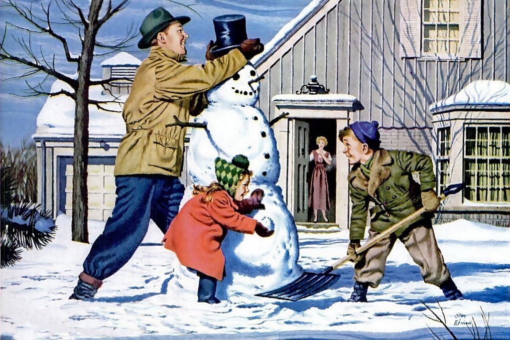 Building the Snowman jigsaw puzzle in People puzzles on TheJigsawPuzzles.com