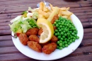 Scampi and Chips at Crystal Palace, London