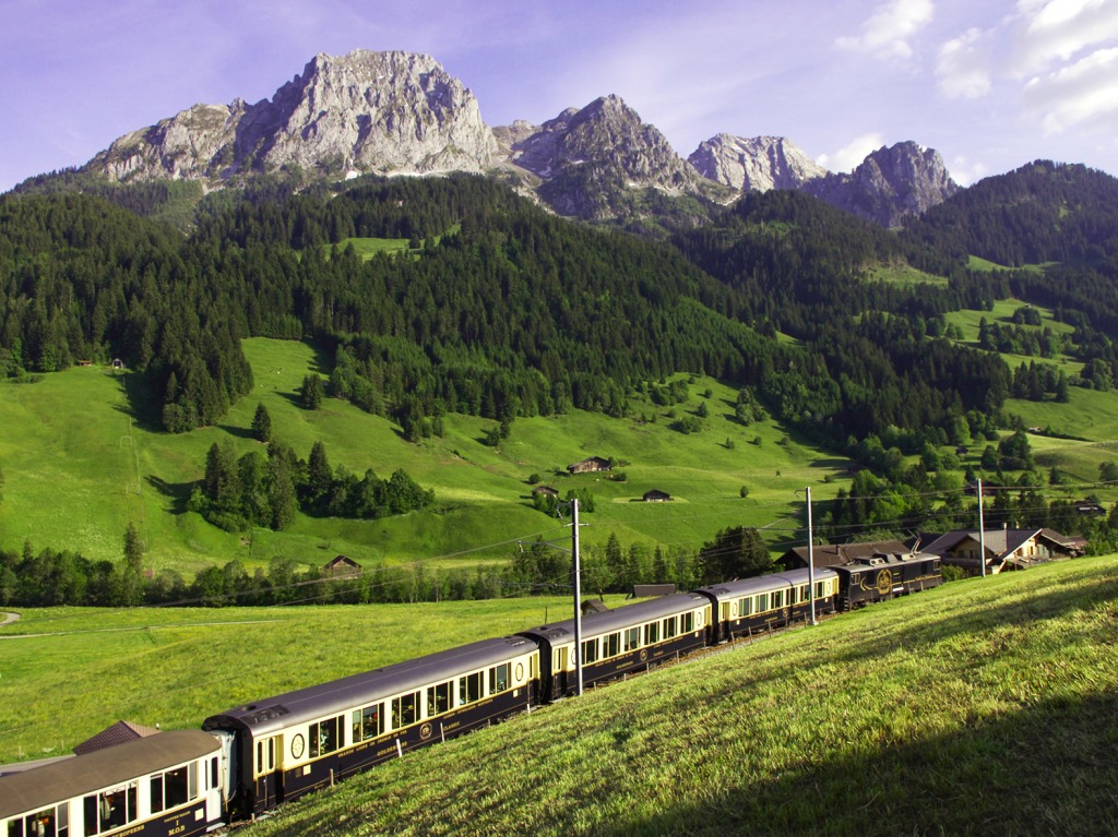 Schweizer Zug auf der GoldenPass Line jigsaw puzzle in Großartige Landschaften puzzles on TheJigsawPuzzles.com