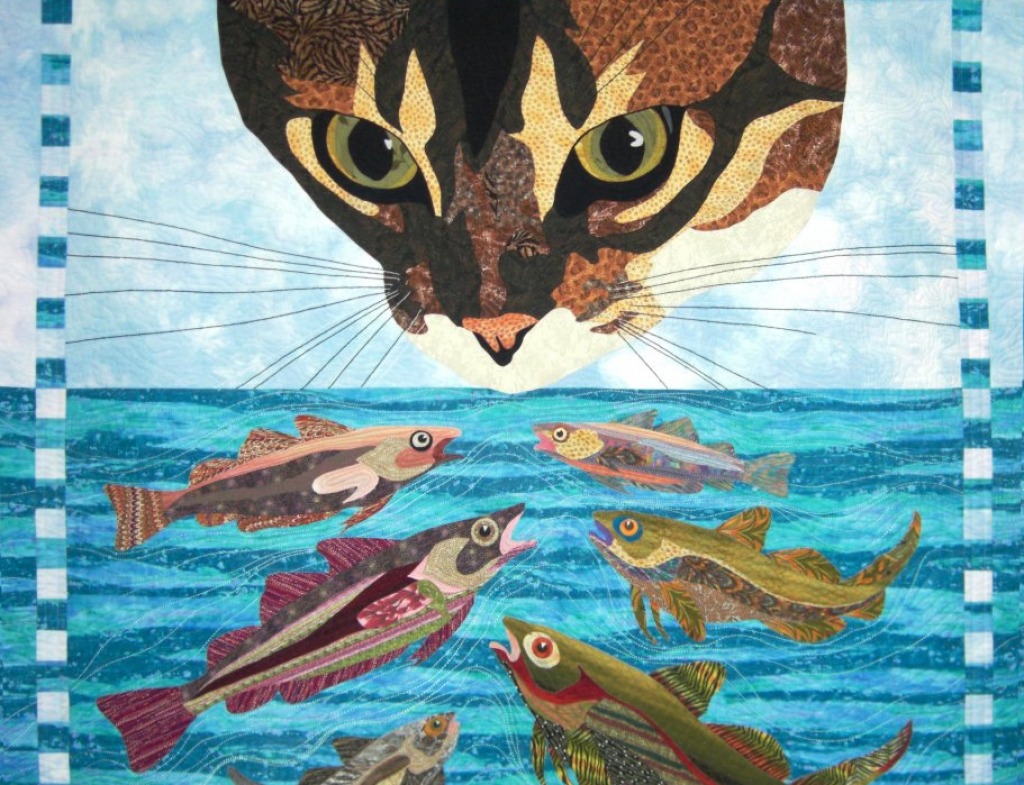 Colcha de Gato e Peixe jigsaw puzzle in Artesanato puzzles on TheJigsawPuzzles.com