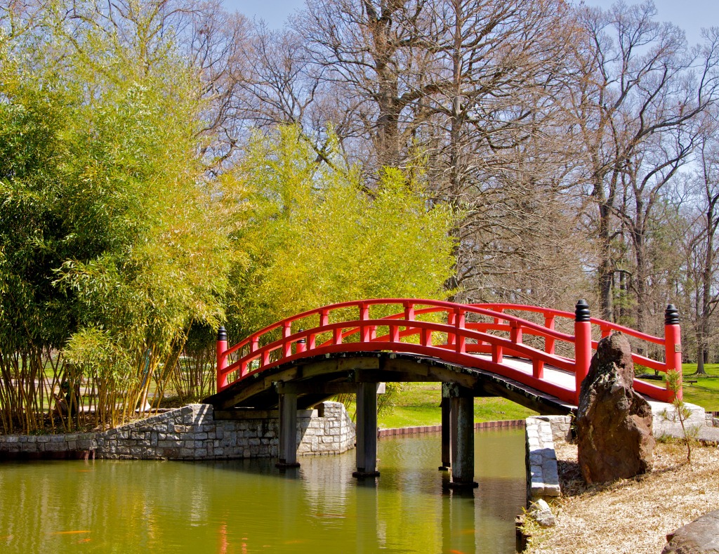Японский мост, Ботанический сад в Мемфисе jigsaw puzzle in Мосты puzzles on TheJigsawPuzzles.com