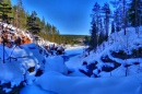 Frozen Kiutaköngäs Rapids, Northern Finland