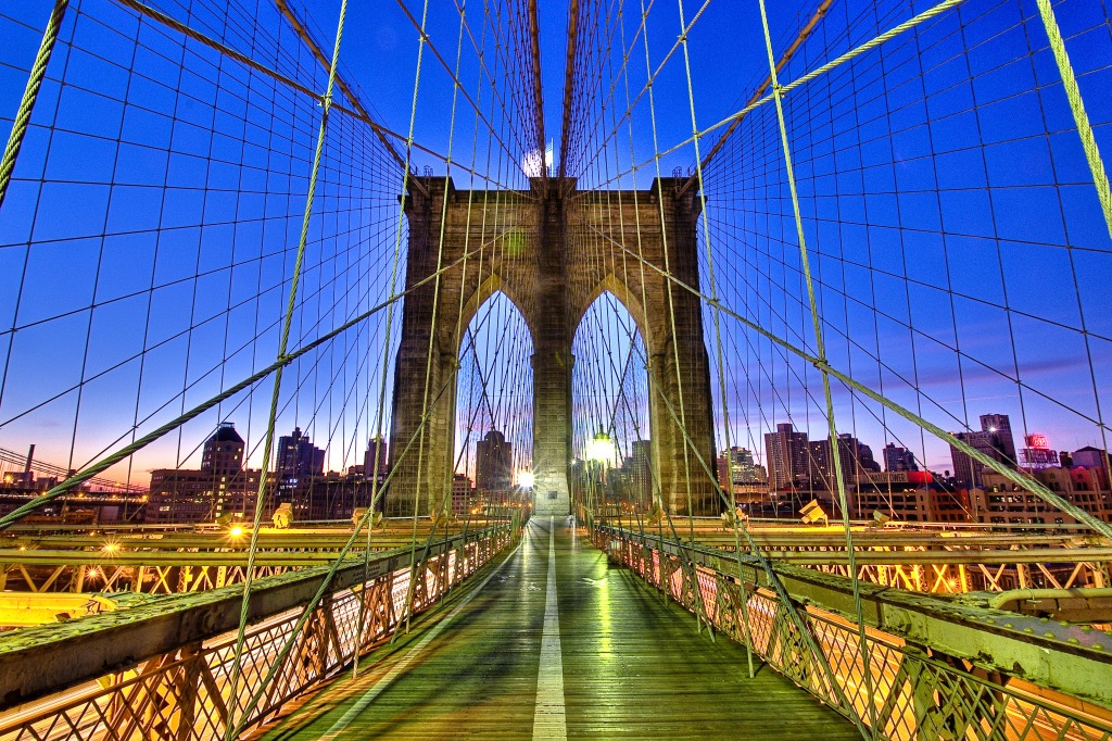 Бруклинский мост, Нью-Йорк jigsaw puzzle in Мосты puzzles on TheJigsawPuzzles.com