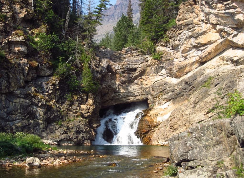 Running Eagle Falls, Glacier National Park jigsaw puzzle in Waterfalls puzzles on TheJigsawPuzzles.com