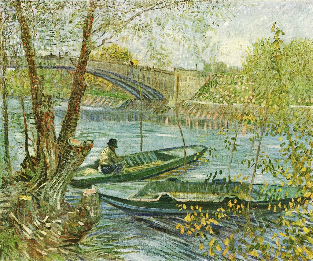 Fisherman and Boats from the Pont de Clichy jigsaw puzzle in Piece of Art puzzles on TheJigsawPuzzles.com