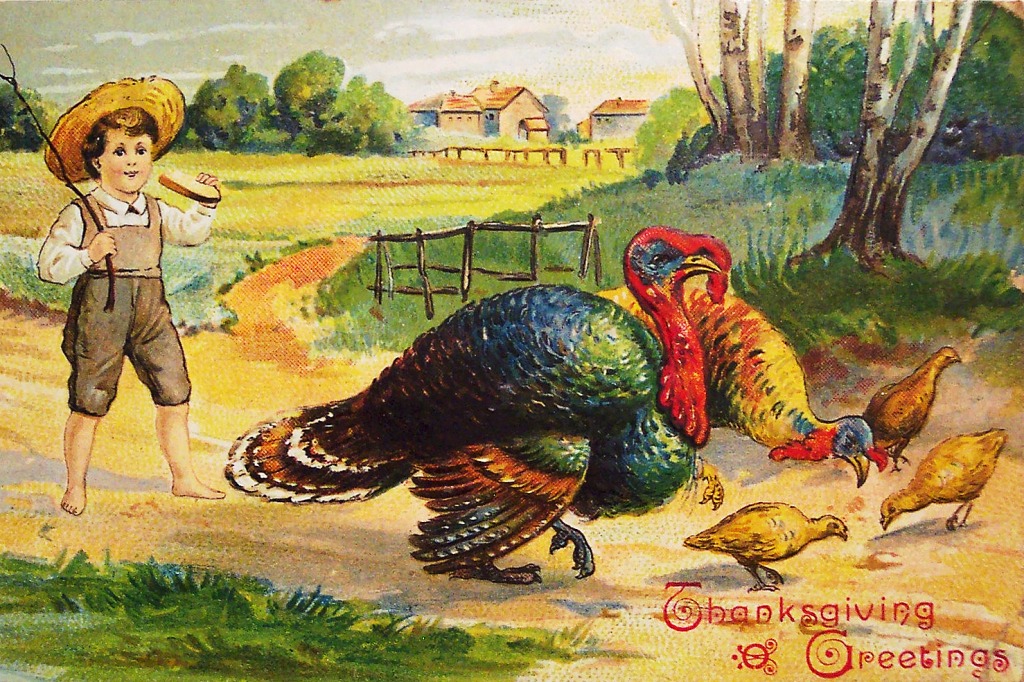 Vintage Thanksgiving Day Postcard jigsaw puzzle in People puzzles on TheJigsawPuzzles.com