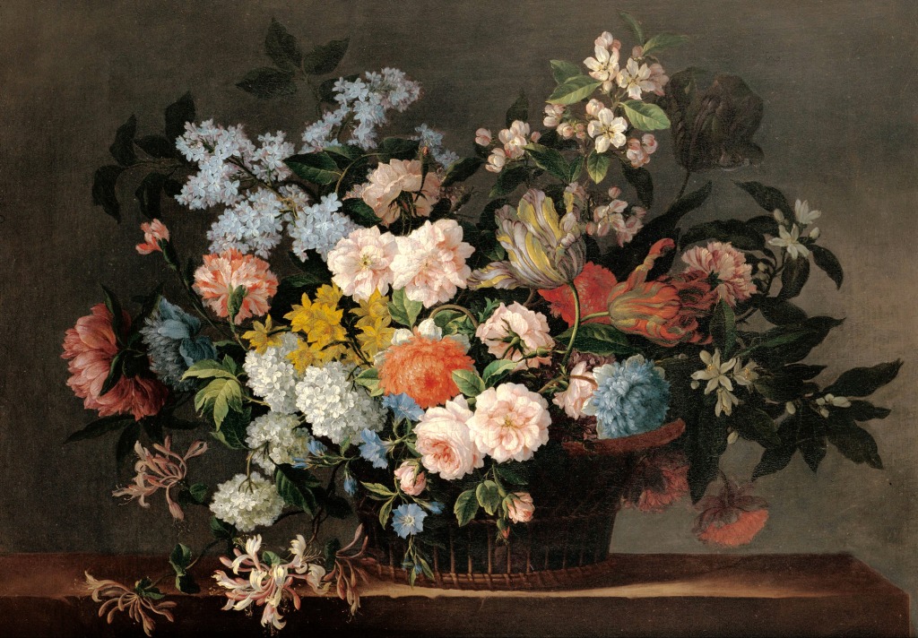 Still Life with Basket of Flowers jigsaw puzzle in Flowers puzzles on TheJigsawPuzzles.com