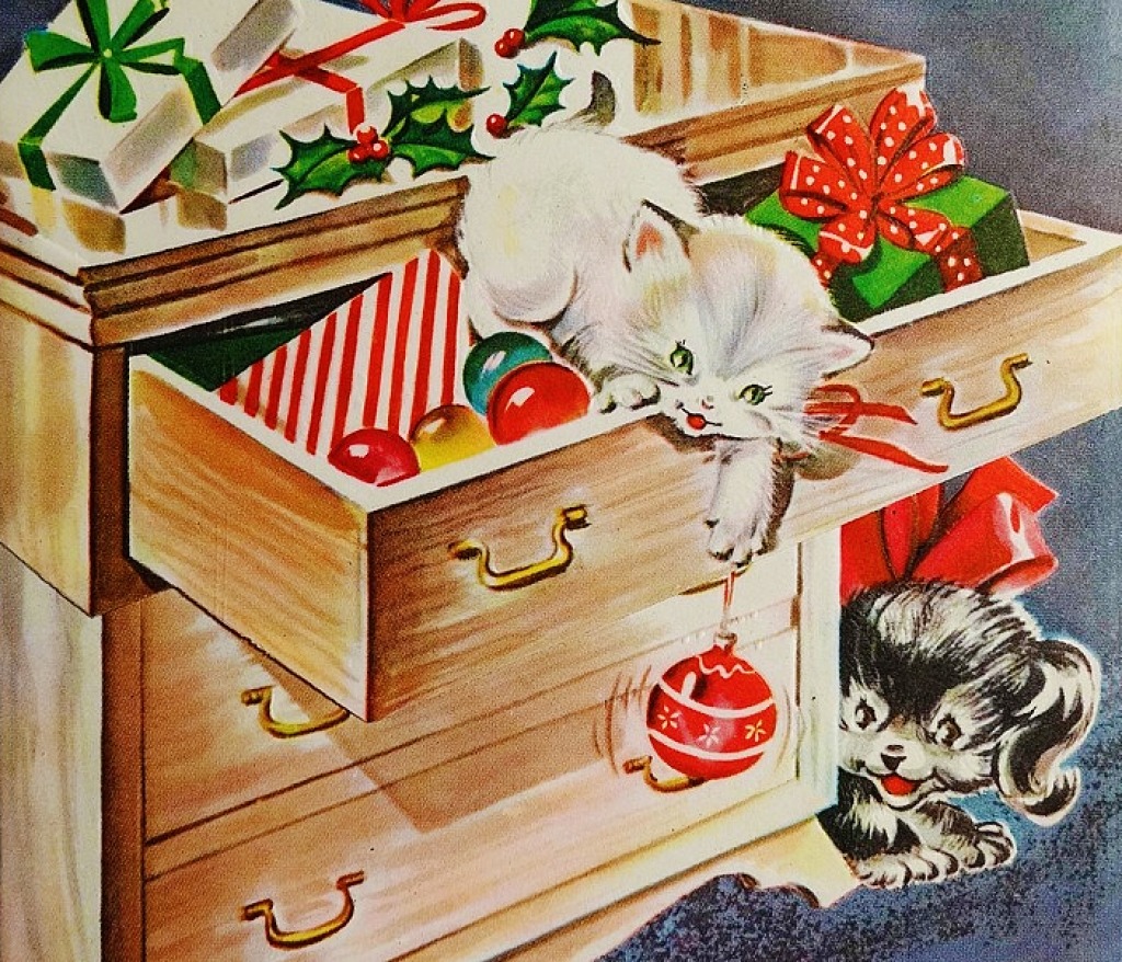 1940er Weihnachtskarte jigsaw puzzle in Weihnachten & Neujahr puzzles on TheJigsawPuzzles.com