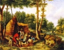 Indian Encampment by a River