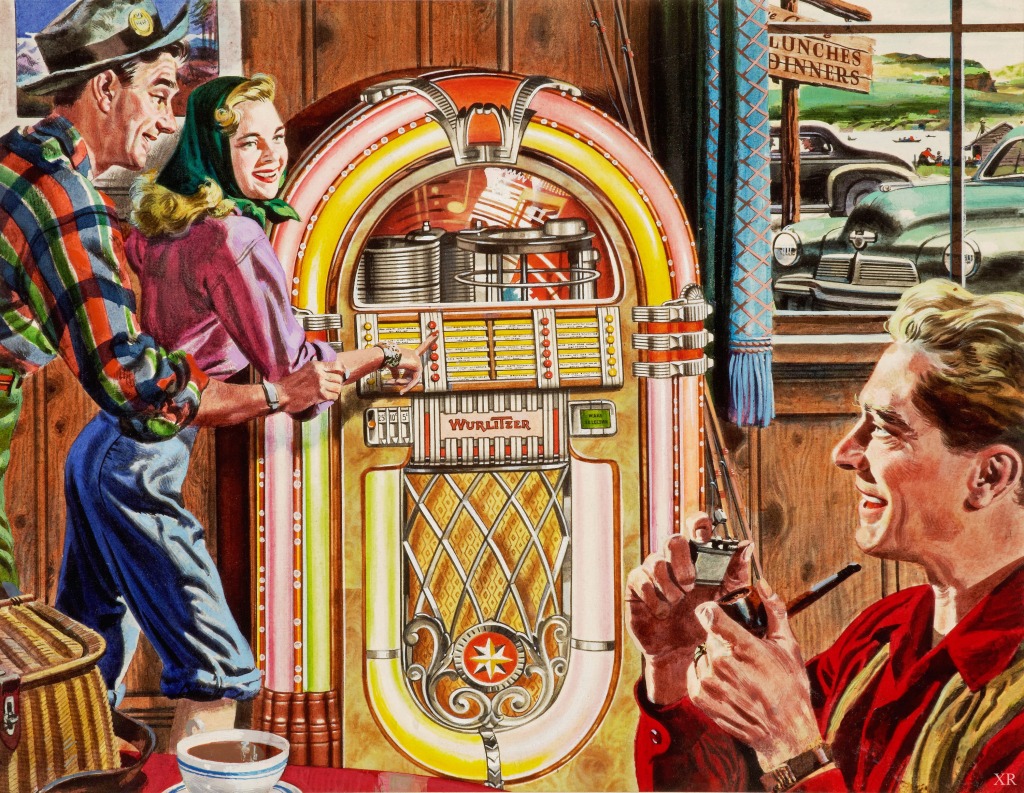 1948 реклама автомата-проигрывателя Wurlitzer jigsaw puzzle in Пазл дня puzzles on TheJigsawPuzzles.com