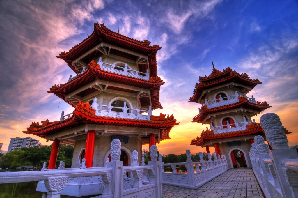 Oriental Sunset jigsaw puzzle in Puzzle of the Day puzzles on TheJigsawPuzzles.com