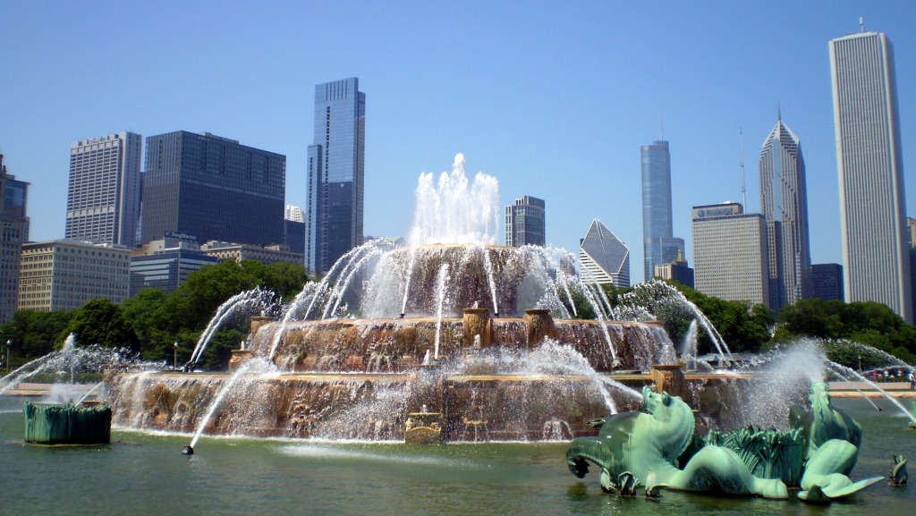 Buckingham Fountain in Chicago jigsaw puzzle in Waterfalls puzzles on TheJigsawPuzzles.com