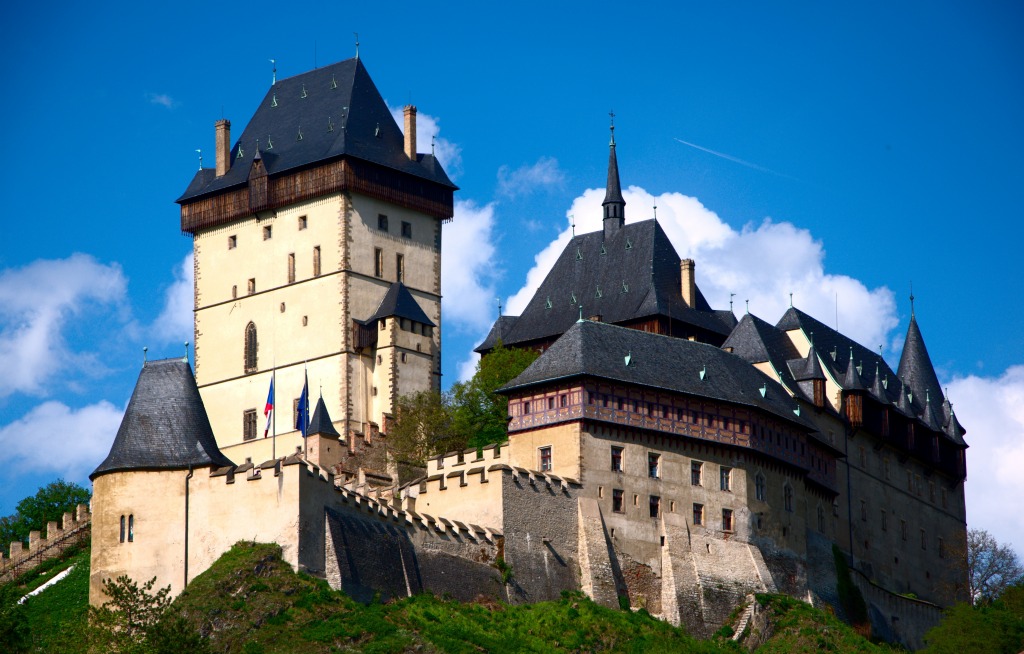 Burg Karlštejn, Tschechische Republik jigsaw puzzle in Schlösser puzzles on TheJigsawPuzzles.com