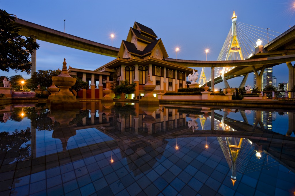 Мост Бхумибол, Бангкок jigsaw puzzle in Мосты puzzles on TheJigsawPuzzles.com