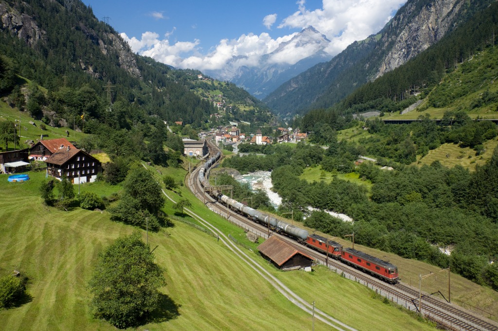 Train Uphill near Gurtnellen, Switzerland jigsaw puzzle in Puzzle of the Day puzzles on TheJigsawPuzzles.com