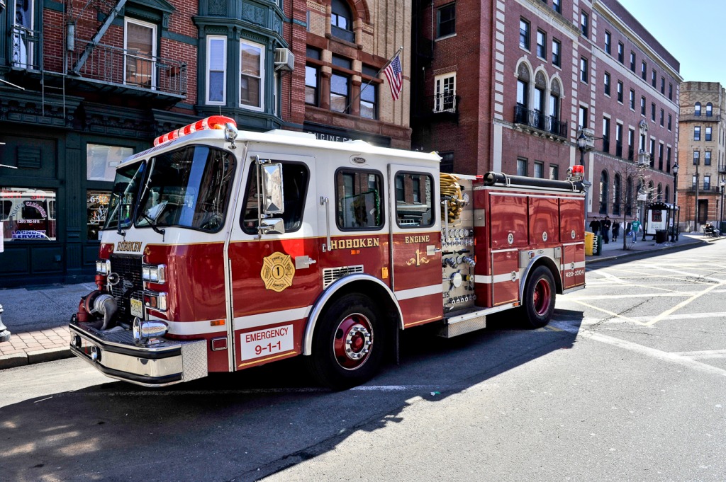 Hoboken Fire Department St. Patrick's Parade jigsaw puzzle in Cars & Bikes puzzles on TheJigsawPuzzles.com