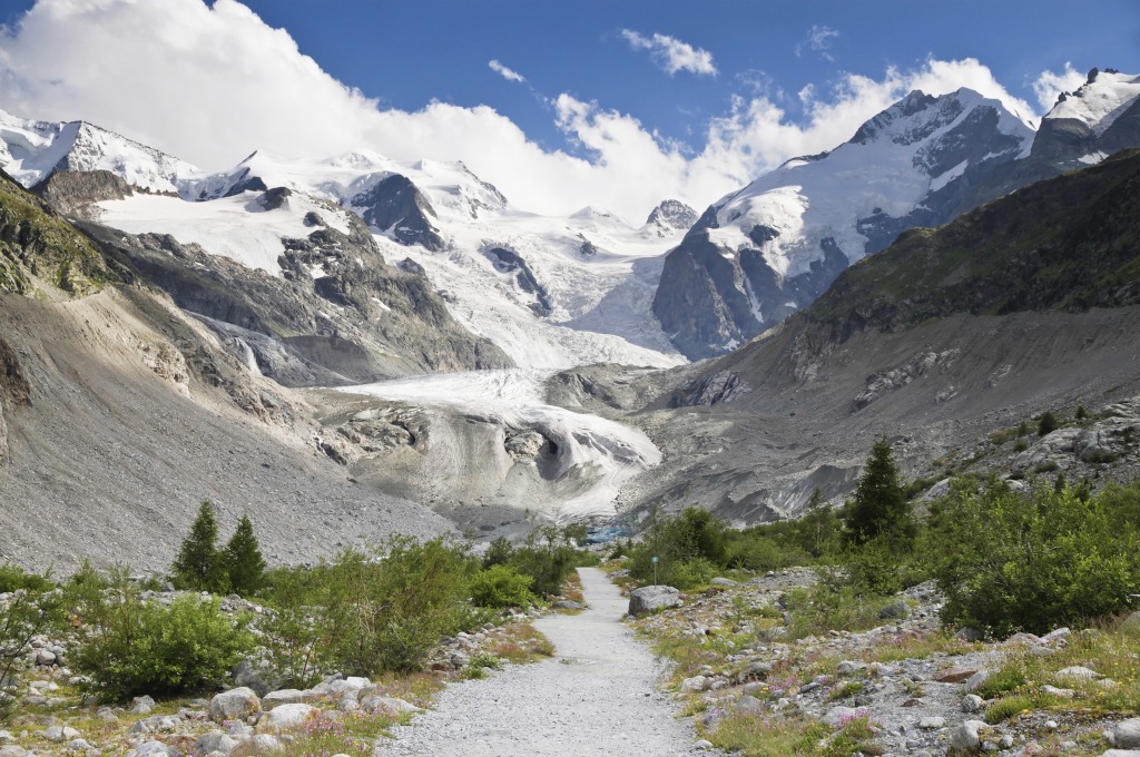 Trail to Morteratsch Glacier, Switzerland jigsaw puzzle in Puzzle of the Day puzzles on TheJigsawPuzzles.com